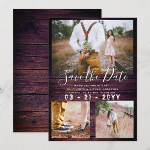 Invitation RUSTIQUE Enregistrer la date Mariage PHOTO COLLAGE
