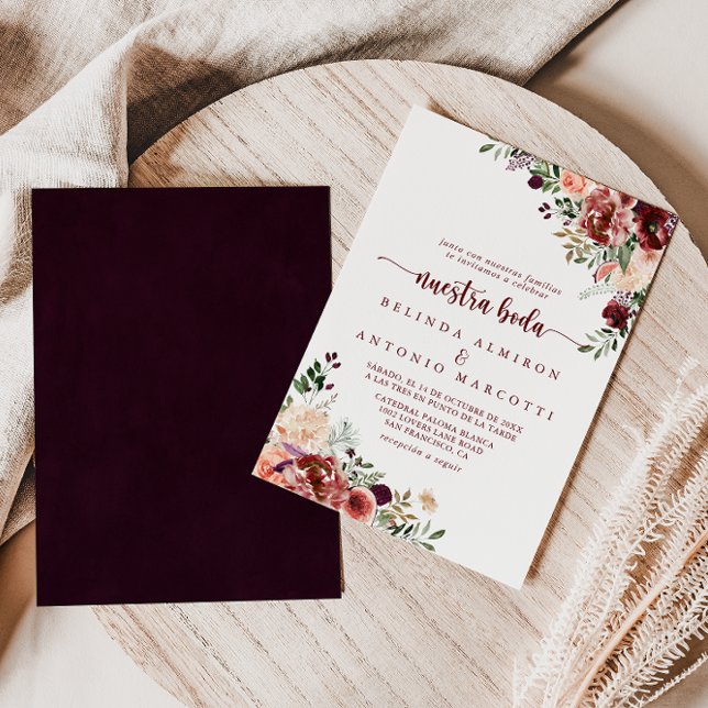 Invitation Rustique été Floral Nuestra Boda Mariage (Créateur téléchargé)