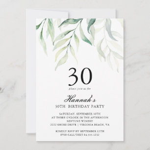 Invitation Rustique Eucalyptus 30e anniversaire de fête Invit