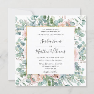 Invitation Rustique Eucalyptus Blush Dusty rose Mariage flora