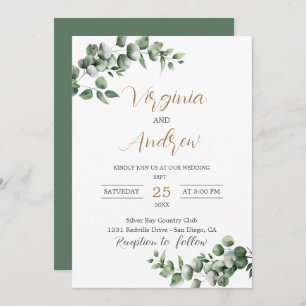 Invitation Rustique Eucalyptus Feuille Mariage de verdure