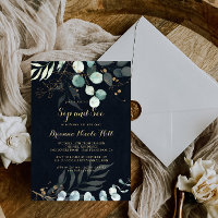 Rustique Eucalyptus Gold Floral Bleu Sip et voir