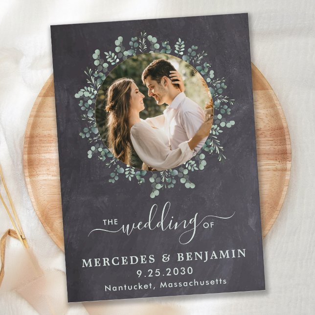 Invitation Rustique Eucalyptus Green Photo QR Code Mariage (Créateur téléchargé)