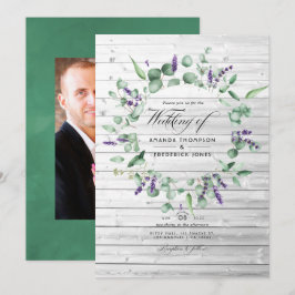 Invitation Rustique Eucalyptus Lavender Pays Mariage de grang
