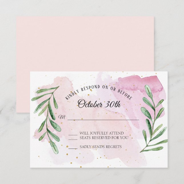 Invitation Rustique feuille d'eucalyptus or moderne aquarelle (Devant / Derrière)