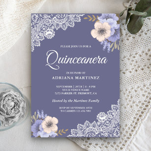 Invitation Rustique Fleurs de Lace Violet Poussiéreux Robe de