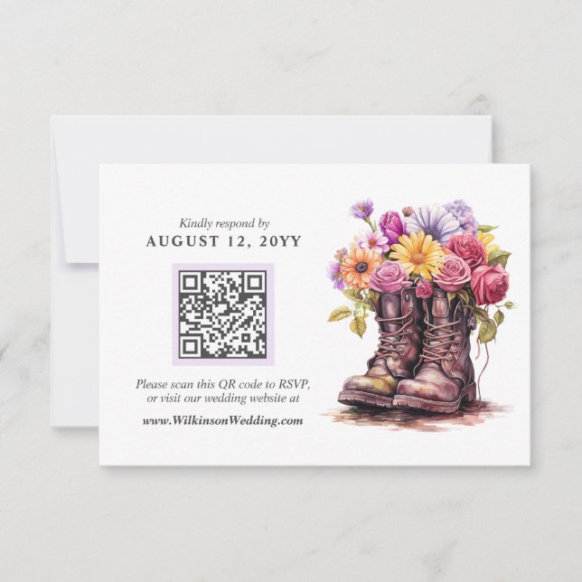 Invitation Rustique Floral Farm Bottes mariage numérique cart (Devant)