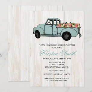 Invitation Rustique Floral Fête des mariées Truck
