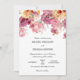 Invitation Rustique Floral Mariage Automne Aquarel