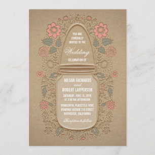 Invitation Rustique Floral Mason Jar Mariage