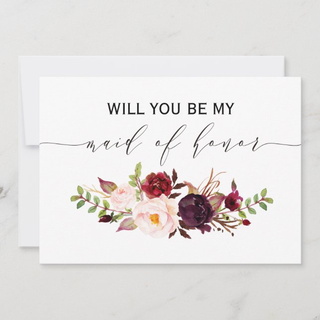 Invitation Rustique Floral Serez-vous ma servante d'honneur 2 (Devant)