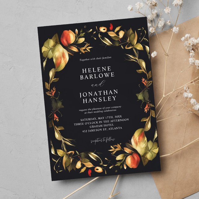 Invitation Rustique Floral Terracotta rouille Moody Mariage d (Rustic Floral Terracotta Rust Moody Fall Wedding Invitation)