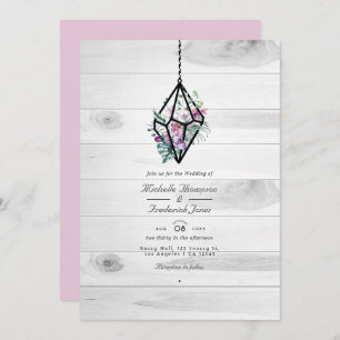Invitation Rustique Floral Terrarium QR Code Jardin Mariage