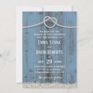 Invitation Rustique Floral Tying Knot Dusty Mariage bleu