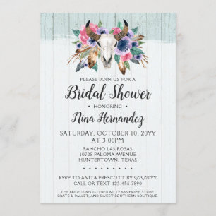 Invitation Rustique Floral Vache Crâne nuptiale Do
