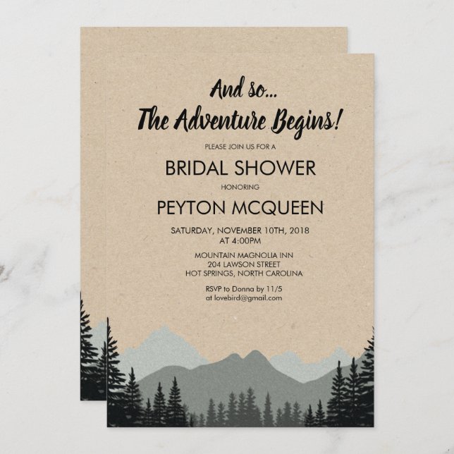 Invitation Rustique Forêt nuptiale douche (Devant / Derrière)