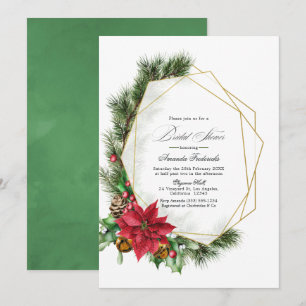 Invitation Rustique géométrique Poinsettia Fête des mariées d