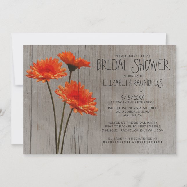 Invitation Rustique Gerbera Daisy (Devant)