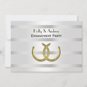 Invitation Rustique Golden Horseshoe Argent Wht H Fiançailles
