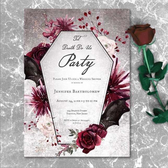 Invitation Rustique Gothique Jusqu'À La Mort Do Us Fête des m (Rustic Gothic Til Death Do Us Party Bridal Shower Invitation)