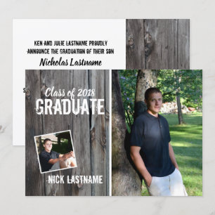 Invitation Rustique Graduation Barnwood Photo