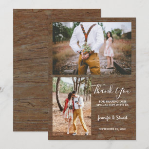 Invitation rustique grange de pays Merci photo mariage