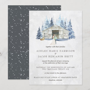 Invitation Rustique hiver À feuillage persistant Mariage de g