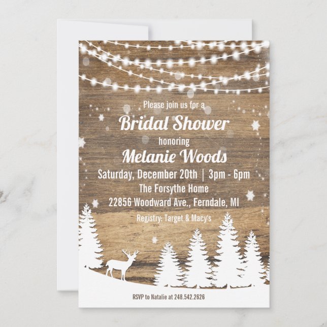 Invitation Rustique hiver nuptiale douche (Devant)