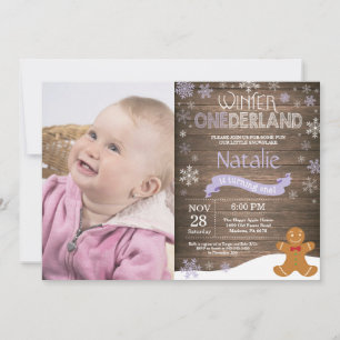 Invitation Rustique hiver Onederland 1er anniversaire Invitat