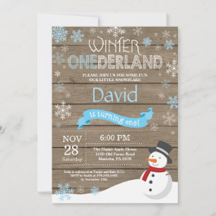 Invitation Rustique hiver Onederland 1er anniversaire Invitat