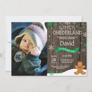 Invitation Rustique hiver Onederland 1er anniversaire Invitat