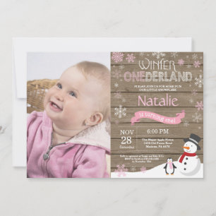 Invitation Rustique hiver Onederland 1er anniversaire Invitat