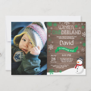 Invitation Rustique hiver Onederland 1er anniversaire Invitat