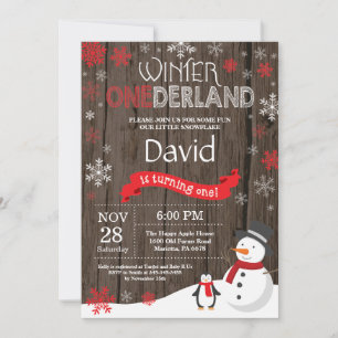 Invitation Rustique hiver Onederland 1er anniversaire Invitat