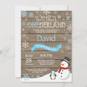 Invitation Rustique hiver Onederland 1er anniversaire Invitat