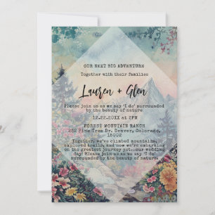 Invitation Rustique hiver Pine Trees Montagne Mariage extérie