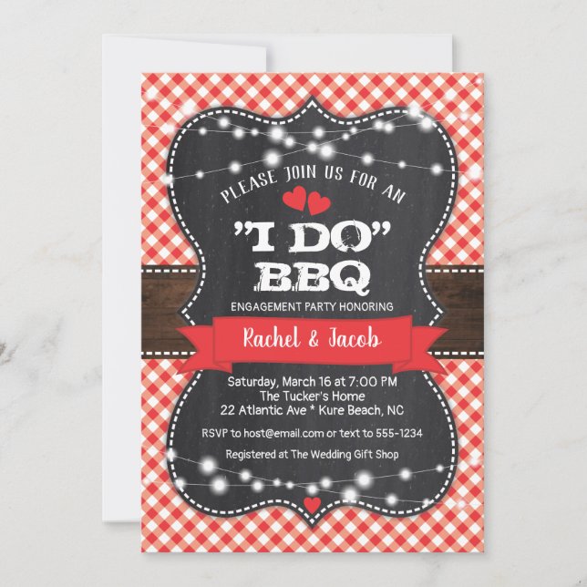 Invitation Rustique I DO BBQ Couples de douche (Devant)