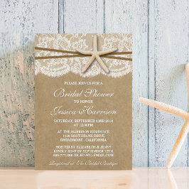 Invitation Rustique Kraft, dentelle et Fête des mariées de pl