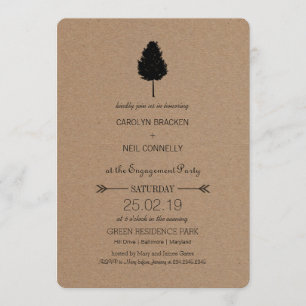 Invitation Rustique Kraft Paper Forest Tree Party d'engagemen
