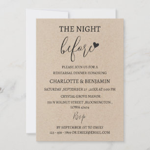 Invitation Rustique La Nuit Avant Le Dîner De Répétition Mari