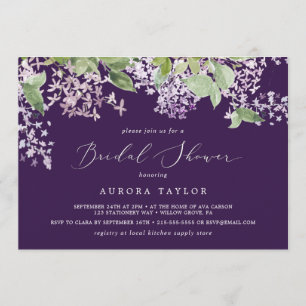 Invitation Rustique Lilac   Fête des mariées horizontale pour