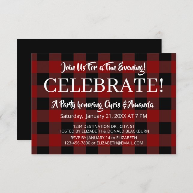 Invitation Rustique Lumberjack Plaid Celebration Occasion de  (Devant / Derrière)