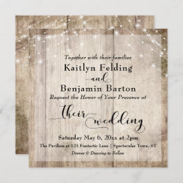 Invitation Rustique Lumière Brown Bois et Lumières Blanches M