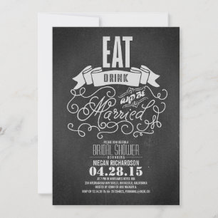 Invitation Rustique manger boire et être marié nuptiale douch
