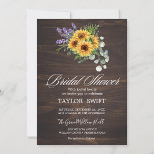 Invitation Rustique mariage champêtre avec tournesol et eucal