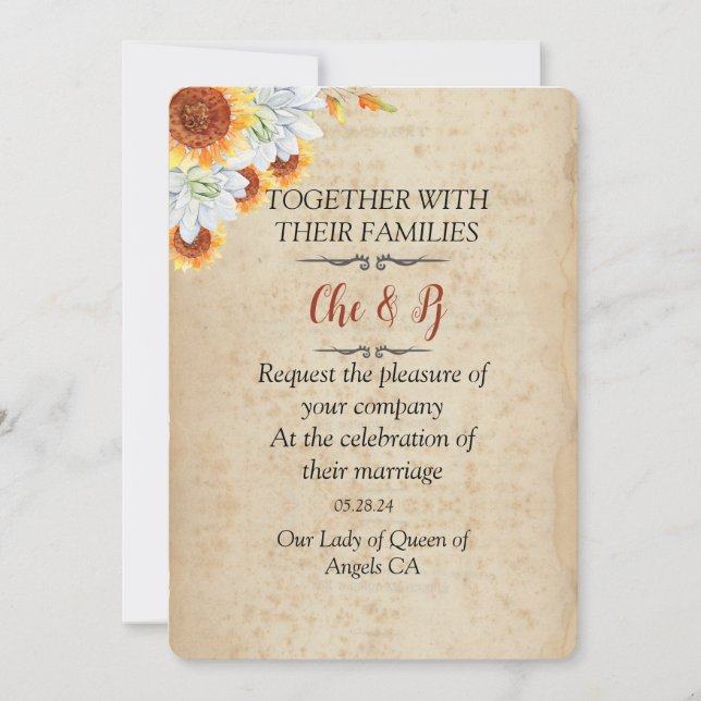 Invitation Rustique Mariage de automne Card (Devant)