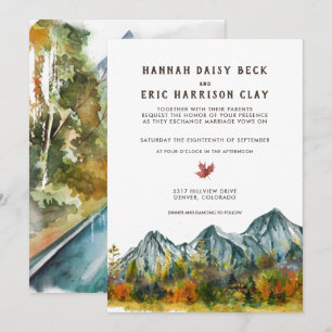 Invitation Rustique Mariage de montagne d'automne