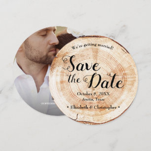 Invitation Rustique Mariage Wood Photo site web code QR