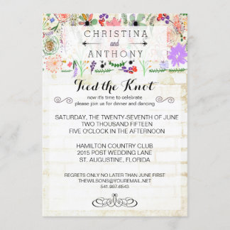 Invitation Rustique Mini Fleur Eau Couleur Après Mariage Invi