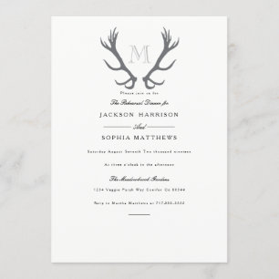 Invitation Rustique Minimal Antler & Mariage Initi